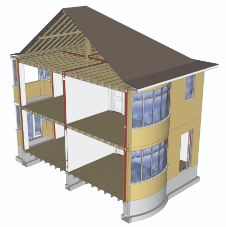 Section drawing of an early twentieth century building