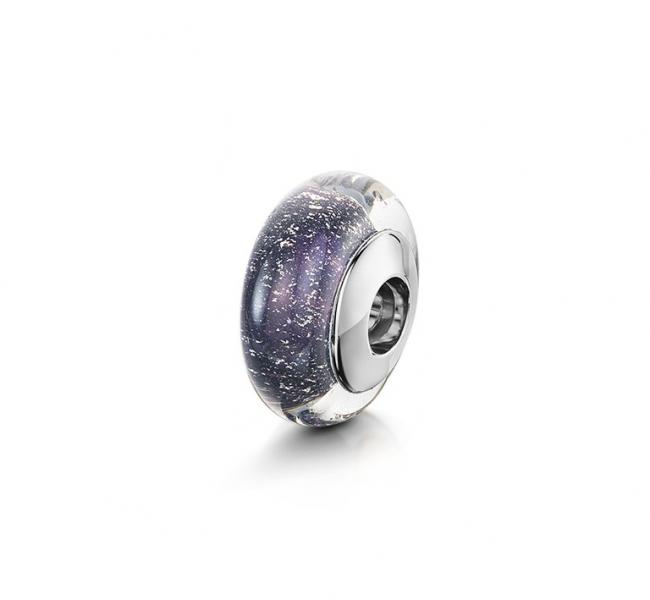 white gold and purple charm bead