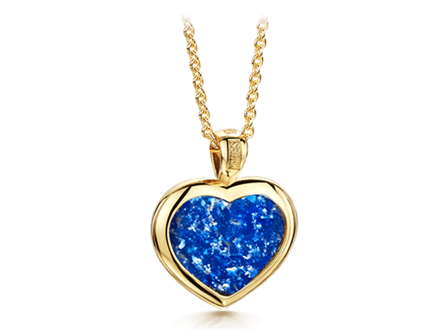 gold and blue heart pendant