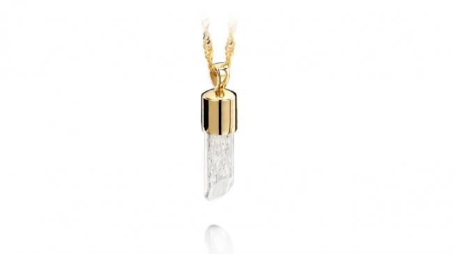 gold and clear long pendant