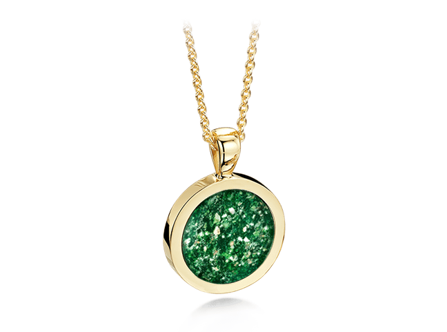 gold and green round pendant