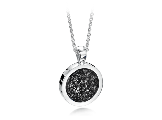 silver and black round pendant