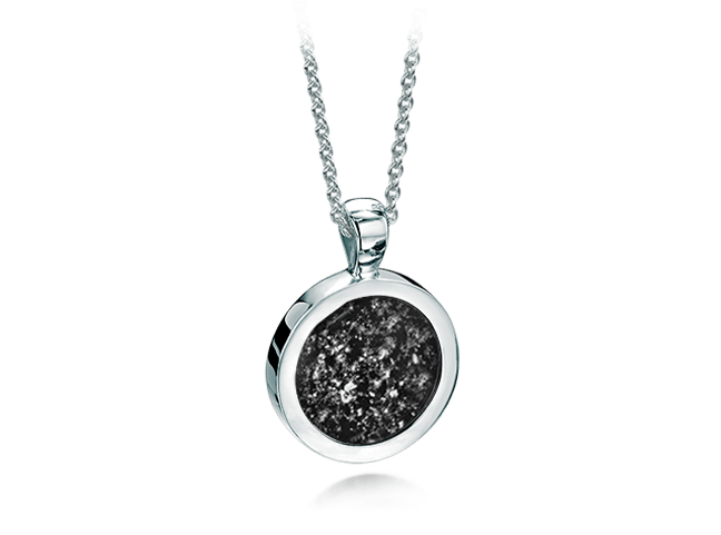 white gold and black round pendant