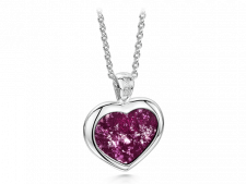 silver and purple heart pendant